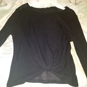 Waffle knit tie up long sleeve